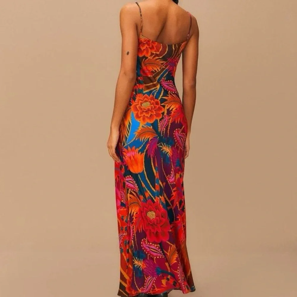 🌺🎉HP🎉🌺 NWT Farm Rio Vintage Wave Multicolor Sleeveless Maxi Dress - Picture 4 of 16